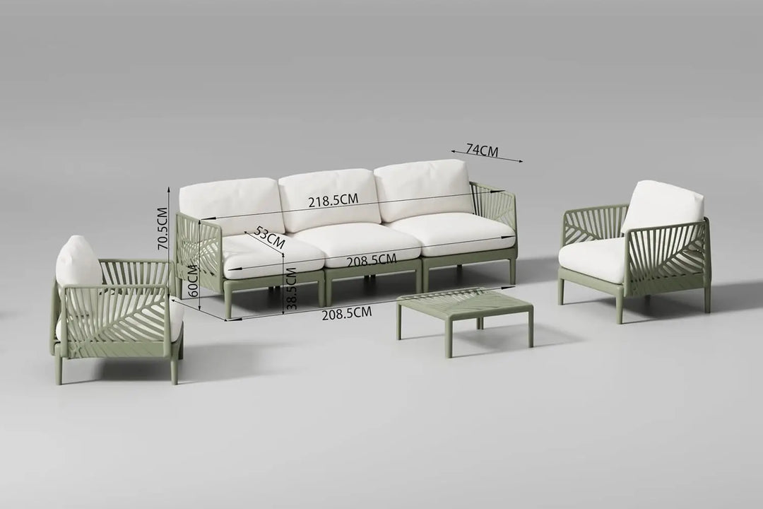 LANNY 5 Seater Outdoor Sofa Set | Plastic Frame Garden Furniture I Modern Design Lounge Sofa Sets | 5 Pieces Outdoor Seating Table And Chairs Set For Patio Balcony-GCC Home Center