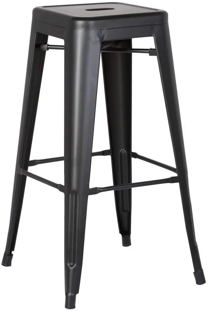 LANNY 76CM Metal Bar Stools High Backless Stools Bar Height Stools Patio Furniture Indoor/Outdoor Stackable Kitchen Stools Dining Chair (Matt Black)-GCC Home Center