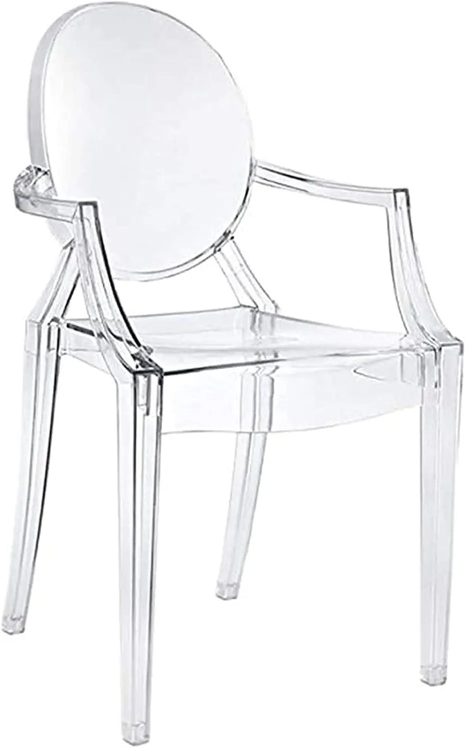LANNY Casper Modern Acrylic Stacking Kitchen and Dining Room Chair in Clear - Fully Assembled (Arm Chair)-GCC Home Center