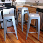 Load image into Gallery viewer, LANNY Furniture 75cm Height Antique Tolix Metal Stackable Barstools D7 Indoor-Outdoor High Chair with Square Seat for Counter Courtyard Kitchen Dining Room Restaurant Bar shop Eating (silver)-GCC Home Center