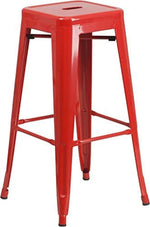 Load image into Gallery viewer, LANNY Furniture 75cm Height Antique Tolix Metal Stackable Barstools D7 Indoor-Outdoor High Chair with Square Seat for Counter Courtyard Kitchen Dining Room Restaurant Bar shop Eating (silver)-GCC Home Center