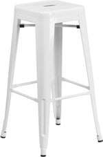 Load image into Gallery viewer, LANNY Furniture 75cm Height Antique Tolix Metal Stackable Barstools D7 Indoor-Outdoor High Chair with Square Seat for Counter Courtyard Kitchen Dining Room Restaurant Bar shop Eating (silver)-GCC Home Center