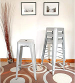 Load image into Gallery viewer, LANNY Furniture 75cm Height Antique Tolix Metal Stackable Barstools D7 Indoor-Outdoor High Chair with Square Seat for Counter Courtyard Kitchen Dining Room Restaurant Bar shop Eating (silver)-GCC Home Center
