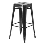 Load image into Gallery viewer, LANNY Furniture 75cm Height Antique Tolix Metal Stackable Barstools D7 Indoor-Outdoor High Chair with Square Seat for Counter Courtyard Kitchen Dining Room Restaurant Bar shop Eating (silver)-GCC Home Center