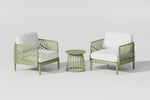 Load image into Gallery viewer, LANNY Set of 3 Pieces Green Patio Sofa Bundle with Tea Table Outdoor Plastic Coach Set Modern Porch Lawn Chairs with Coffee Table for Home and Balcony F8136C2-GCC Home Center