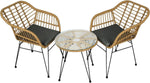 Load image into Gallery viewer, LANNY Set of 3 Pieces Patio Chairs Bundle with Glass Table Outdoor Wicker Bistro Set Modern Porch Lawn Chairs with Coffee Table for Home and Balcony GT01-GCC Home Center
