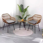 Load image into Gallery viewer, LANNY Set of 3 Pieces Patio Chairs Bundle with Glass Table Outdoor Wicker Bistro Set Modern Porch Lawn Chairs with Coffee Table for Home and Balcony GT01-GCC Home Center