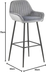 Load image into Gallery viewer, LANNY Velvet Grey Bar Stools Set of 2 Grey Office Cocktail High Chair Height for Pub Coffee Home Dinning Kitchen T1025 with Back and Footrest Modern (Grey Velvet)-GCC Home Center