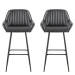 Load image into Gallery viewer, LANNY Velvet Grey Bar Stools Set of 2 Grey Office Cocktail High Chair Height for Pub Coffee Home Dinning Kitchen T1025 with Back and Footrest Modern (Grey Velvet)-GCC Home Center