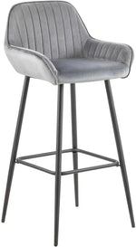 Load image into Gallery viewer, LANNY Velvet Grey Bar Stools Set of 2 Grey Office Cocktail High Chair Height for Pub Coffee Home Dinning Kitchen T1025 with Back and Footrest Modern (Grey Velvet)-GCC Home Center