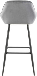 Load image into Gallery viewer, LANNY Velvet Grey Bar Stools Set of 2 Grey Office Cocktail High Chair Height for Pub Coffee Home Dinning Kitchen T1025 with Back and Footrest Modern (Grey Velvet)-GCC Home Center