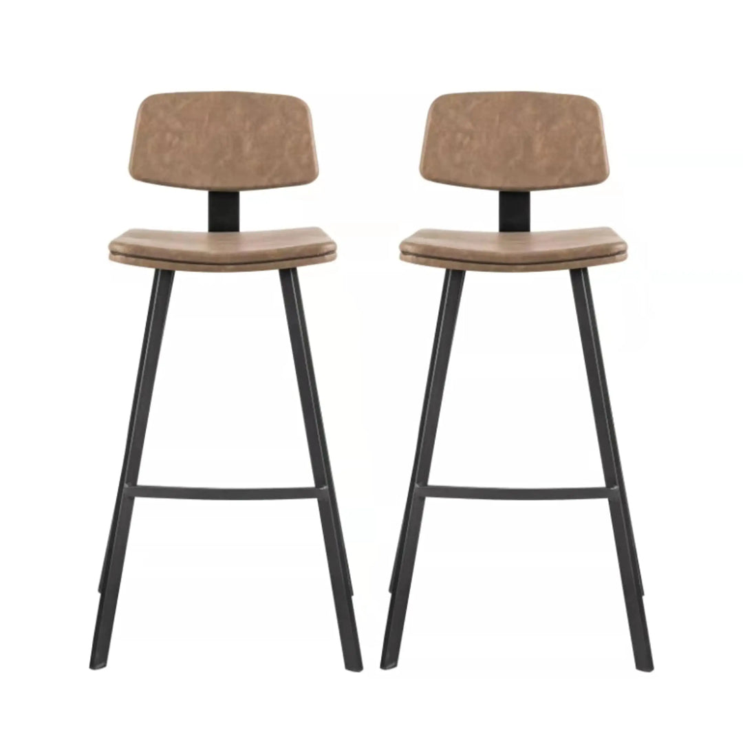 LANNY Velvet Grey Bar Stools Set of 2 Grey Office Cocktail High Chair Height for Pub Coffee Home Dinning Kitchen T1025 with Back and Footrest Modern (Grey Velvet)-GCC Home Center