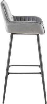 Load image into Gallery viewer, LANNY Velvet Grey Bar Stools Set of 2 Grey Office Cocktail High Chair Height for Pub Coffee Home Dinning Kitchen T1025 with Back and Footrest Modern (Grey Velvet)-GCC Home Center