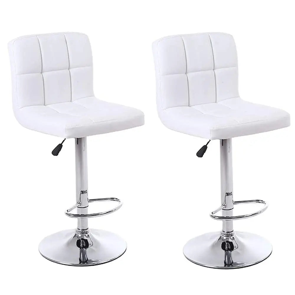 LANNY White Color PU Leather Barstool High Chair for Kitchen Bar Shop, Adjustable Height Up and Down Office Furniture-GCC Home Center