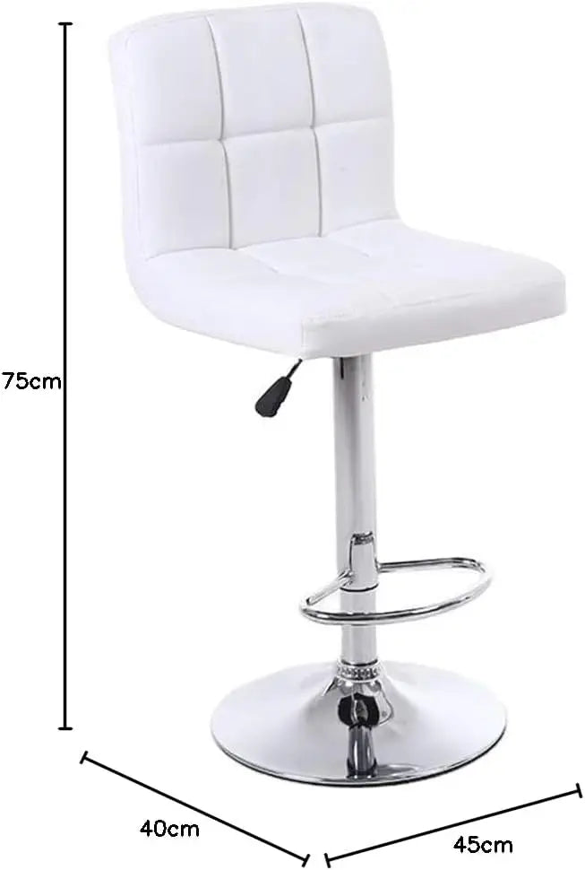 LANNY White Color PU Leather Barstool High Chair for Kitchen Bar Shop, Adjustable Height Up and Down Office Furniture-GCC Home Center
