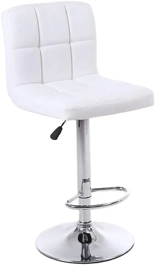 LANNY White Color PU Leather Barstool High Chair for Kitchen Bar Shop, Adjustable Height Up and Down Office Furniture-GCC Home Center