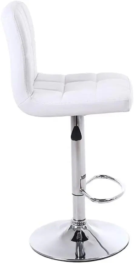 LANNY White Color PU Leather Barstool High Chair for Kitchen Bar Shop, Adjustable Height Up and Down Office Furniture-GCC Home Center