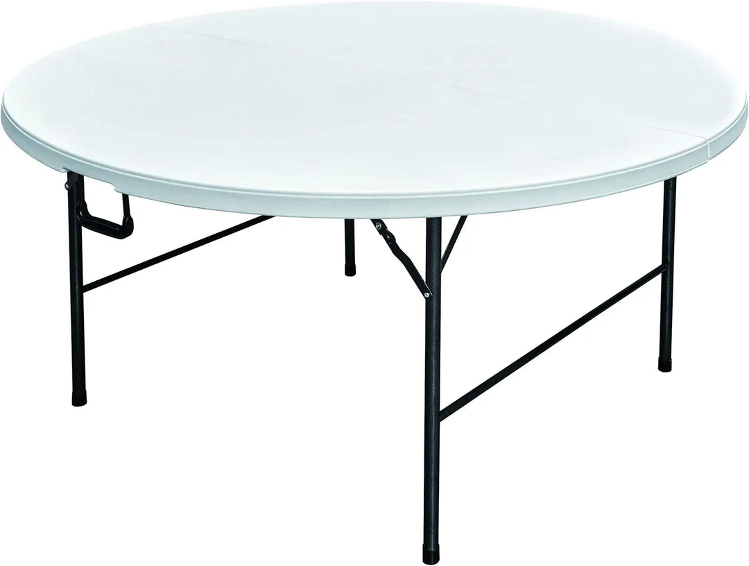 LANNY White Portable Plastic Round Folding Table for Dining Ø150cm ZY150QL for Buffeet Party Picnic Stuff Indoor Outdoor of max 12 Person-GCC Home Center