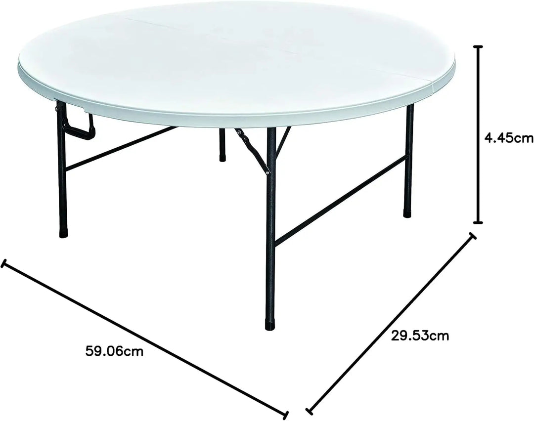 LANNY White Portable Plastic Round Folding Table for Dining Ø150cm ZY150QL for Buffeet Party Picnic Stuff Indoor Outdoor of max 12 Person-GCC Home Center