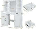 Load image into Gallery viewer, Large Vanity Desk with Lighted Mirror, Modern Vanity Set with 3 Drawers and 2 Storage Shelves-GCC Home Center