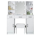Load image into Gallery viewer, Large Vanity Desk with Lighted Mirror, Modern Vanity Set with 3 Drawers and 2 Storage Shelves-GCC Home Center