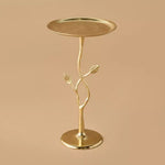 Load image into Gallery viewer, Leaf Mango Wood Pedestal Table – 33x57 cm | Classic Round Metal Top Accent Table