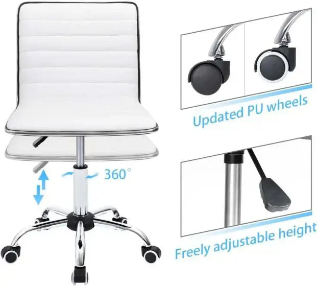 Leather Swivel Executive Chair Stylish Ribbed Mid Back Design Ideal for Office-GCC Home Center