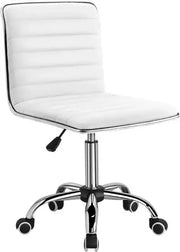 Leather Swivel Executive Chair Stylish Ribbed Mid Back Design Ideal for Office-GCC Home Center