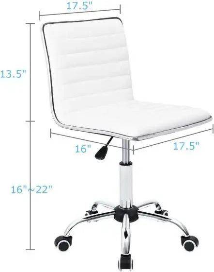 Leather Swivel Executive Chair Stylish Ribbed Mid Back Design Ideal for Office-GCC Home Center