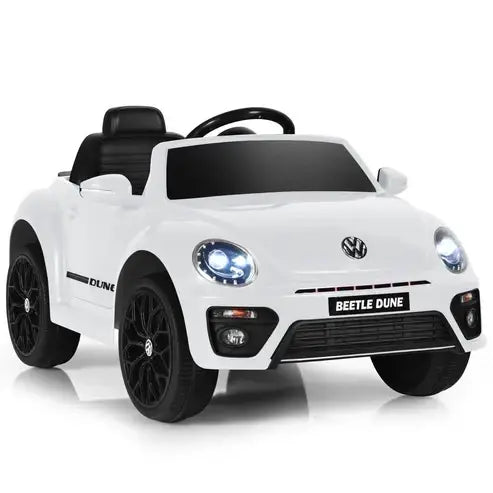 Licensed Volkswagen Electric Ride-On Car - White - Featuring dual driving modes, realistic LED lights