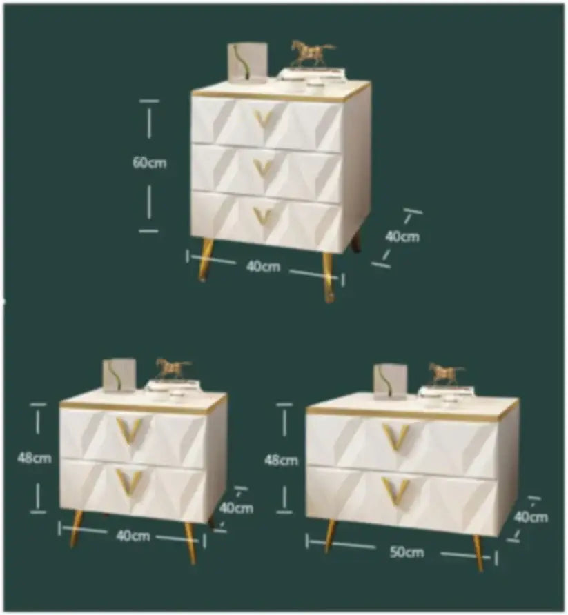 Light Bedside Table with Nordic net ins, Bedside Table with Storage Drawers-GCC Home Center
