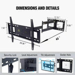 Load image into Gallery viewer, Long Arm TV Mount Full Motion TV Bracket with 42 inch Long Extension Articulating TV Wall Mount for 37 to 80 Inch Flat/Curve TVs, VESA 600x400mm Compatible, Holds up to 100 lbs | Extra Long Arm Extendable TV Mount