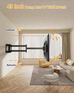 Load image into Gallery viewer, Long Arm TV Mount Full Motion TV Bracket with 42 inch Long Extension Articulating TV Wall Mount for 37 to 80 Inch Flat/Curve TVs, VESA 600x400mm Compatible, Holds up to 100 lbs | Extra Long Arm Extendable TV Mount