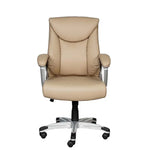 Load image into Gallery viewer, Beige low back office chair made of leather with silver metal arms and a five-star base for office use