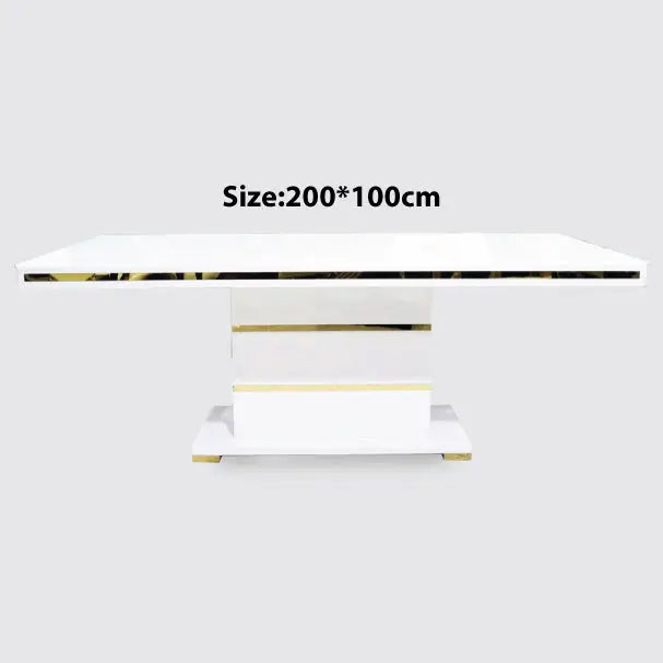 Luxe White & Gold Modern Dining Table - Capacity 6–8 people