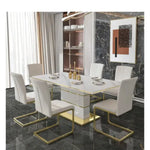 Load image into Gallery viewer, Luxe White &amp; Gold Modern Dining Table - Capacity 6–8 people
