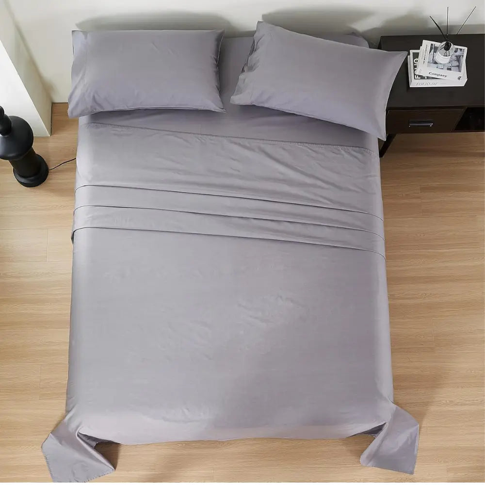 Luxurious 400 Thread Count Cotton Bed Sheet Set – Light Grey, 3-Piece, Single Size-GCC Home Center