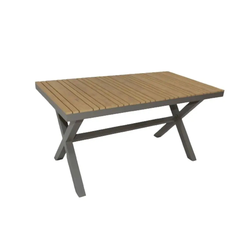 Luxurious Aluminum Frame WPC 6-Seater Outdoor Dining Set with Cushions for Balcony and Backyard-GCC Home Center