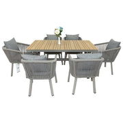 Luxurious Aluminum Frame WPC 6-Seater Outdoor Dining Set with Cushions for Balcony and Backyard-GCC Home Center