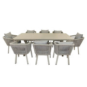 Luxurious Aluminum Frame WPC 8-Seater Outdoor Dining Set with Cushions for Balcony and Backyard-GCC Home Center