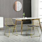 Load image into Gallery viewer, HOMCOM Luxurious Dining Chairs Set of 2, Metal Wire Kitchen Chair with Removable Velvet-feel Cushion, Cut-out Back and Steel Frame for Dining Room, Gold Tone