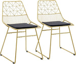 Load image into Gallery viewer, HOMCOM Luxurious Dining Chairs Set of 2, Metal Wire Kitchen Chair with Removable Velvet-feel Cushion, Cut-out Back and Steel Frame for Dining Room, Gold Tone