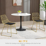 Load image into Gallery viewer, HOMCOM Luxurious Dining Chairs Set of 2, Metal Wire Kitchen Chair with Removable Velvet-feel Cushion, Cut-out Back and Steel Frame for Dining Room, Gold Tone