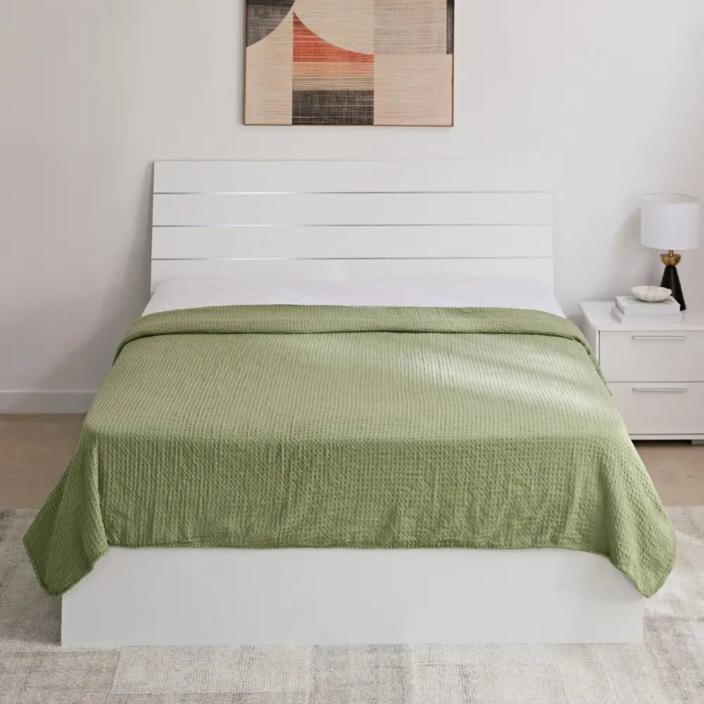 Luxurious Double-Layer Queen Blanket – Waffle & Plush Fur Design, 200x220 cm-GCC Home Center