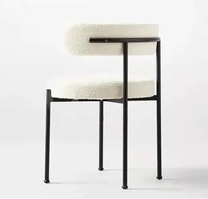 Luxurious Modern Dining Chairs - Stainless Steel Leg, Lamb Wool Single Lounge Chair  - White-GCC Home Center
