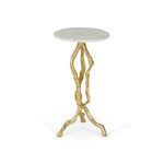 Load image into Gallery viewer, Luxurious Round Accent Table – White Marble Top with Gold Metal Base
