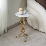 Load image into Gallery viewer, Luxurious Round Accent Table – White Marble Top with Gold Metal Base