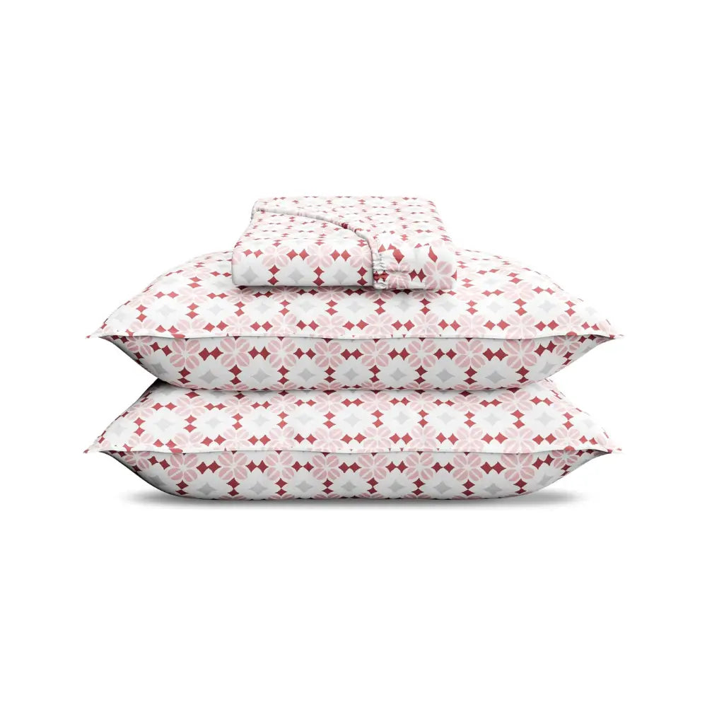 Luxury 100% Cotton Fitted Sheet Set – Regatta Blush, Argyle Pattern, 90x200cm-GCC Home Center