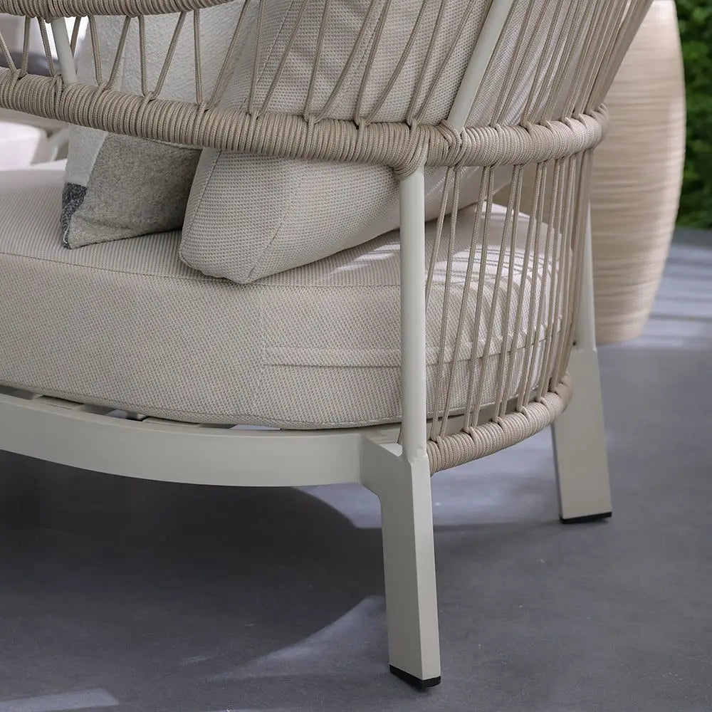 Luxury 5-Seater Aluminum Rope Sofa Set with 2 Tables – Beige