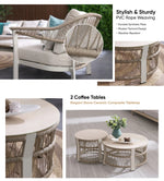 Load image into Gallery viewer, Luxury 5-Seater Aluminum Rope Sofa Set with 2 Tables – Beige
